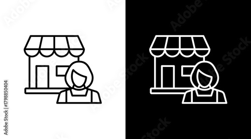 Small Business Owner White Icon Set Design