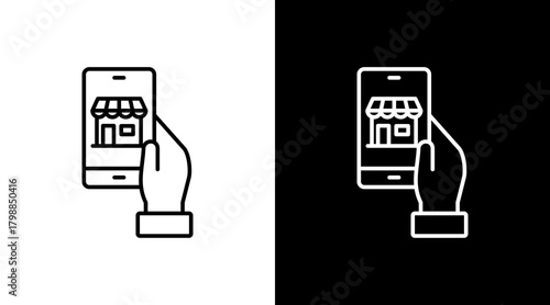 Online Shopping App White Icon Set Design