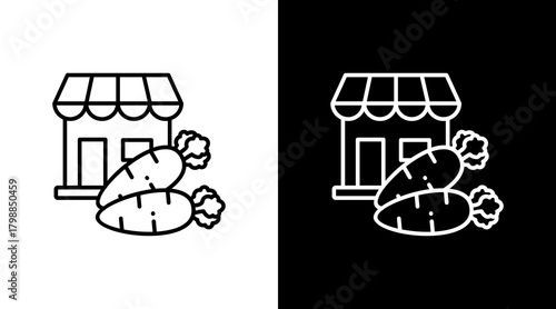 Farmers Market White Icon Set Design