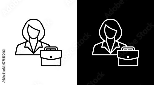 Woman Business White Icon Set Design