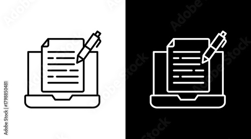 Contract Signing White Icon Set Design