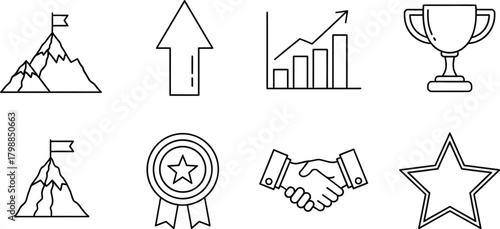 Vector art of success and achievement icons