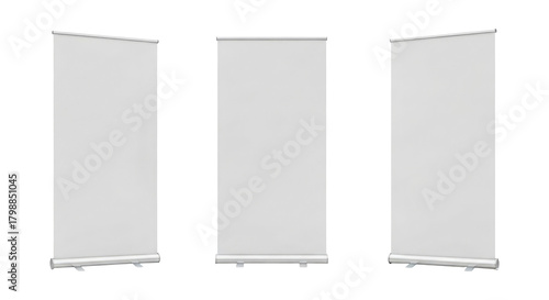 Isolated Retractable Banners for Trade Show or Event Promotion, Cut Out, Clipping Path, Isolated on a Transparent PNG Background.