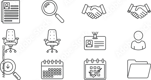 Vector art of job search and recruitment icons