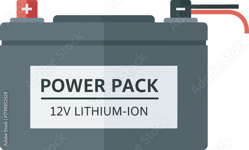 A graphic illustration depicting a power pack with positive and negative terminals.
