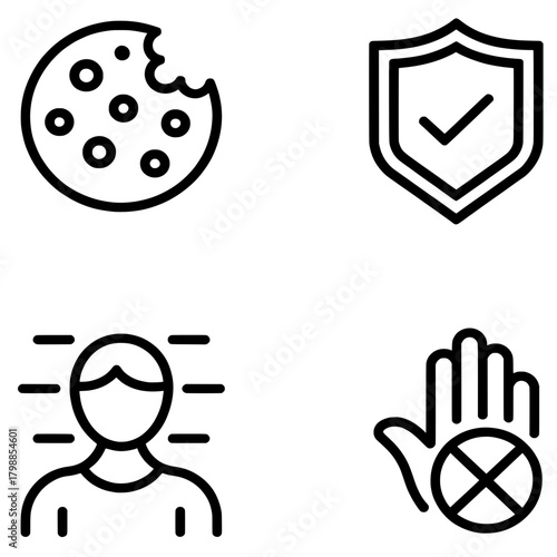 Privacy and consent vector icon set with clean pixel perfect designs that are editable scalable and ideal for web, apps, print and branding across all creative industries