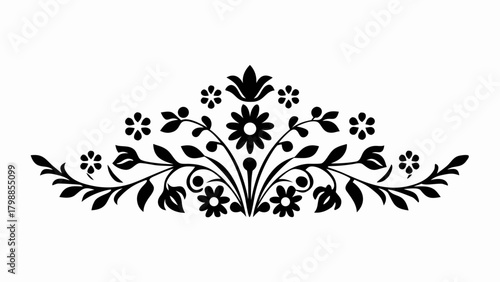 Elegant floral flourish design with botanical elements, perfect for vintage invitations and decorative accents, a beautiful touch of nature's artistry