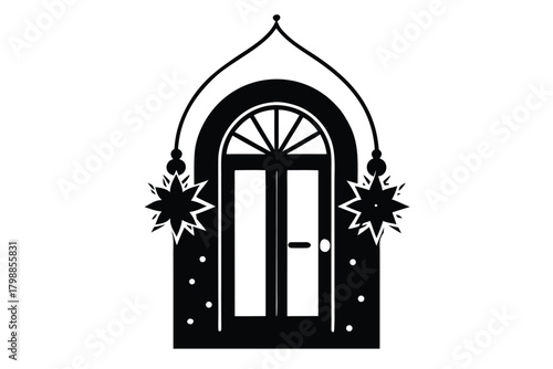 winter door swag vector icon silhouette