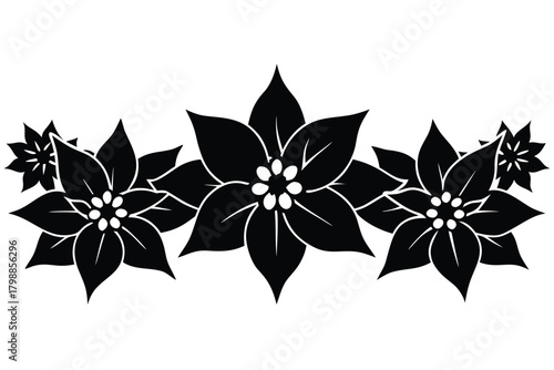 poinsettia border vector icon silhouette illustrat
