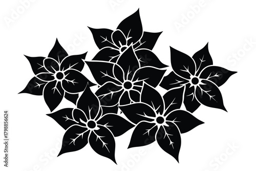 mini poinsettia cluster vector icon silhouette ill