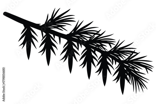 iced pine branch vector icon silhouette illustrati