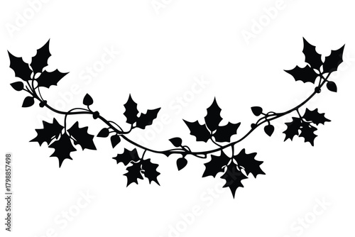 christmas ivy garland vector icon silhouette