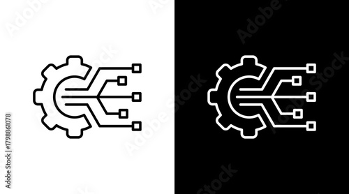 Technology White Icon Set Design