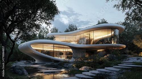 Futuristic House Design in Nature - A Modern Architectural Marvel.