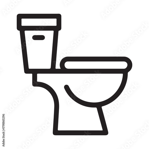 Simple line art icon of a toilet bowl