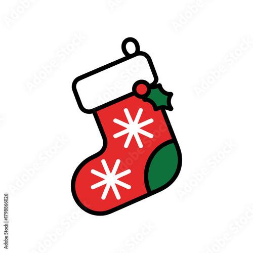 Christmas Stocking Icon Vector Illustration. 