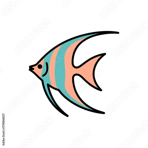 Angelfish icon on White Background Vector Art Illustration on white background.