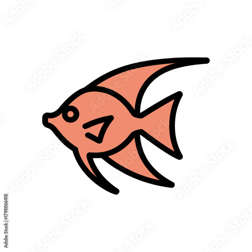 Angelfish icon on White Background Vector Art Illustration on white background.
