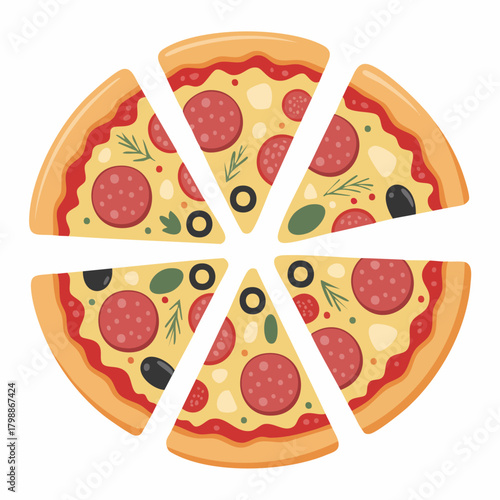 Delicious Pepperoni Pizza Slices Arranged In A Circular Pattern On White Background