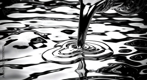 Flowing Liquid Forms Abstract Reflections in Monochrome Photogra
