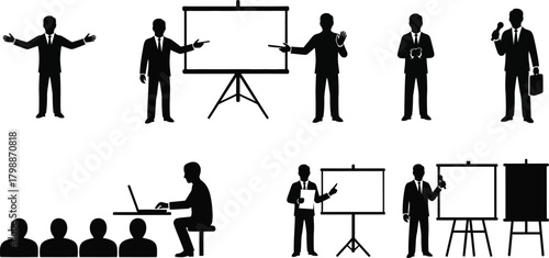 Silhouette of business people presenting