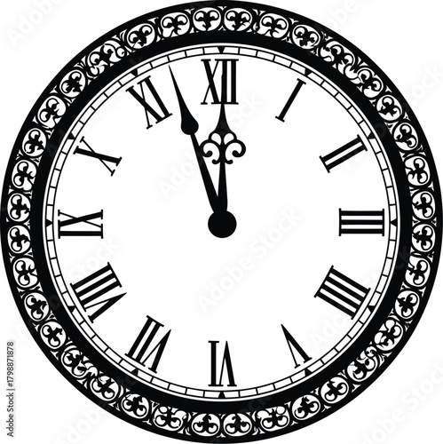 Silhouette of a clock near midnight