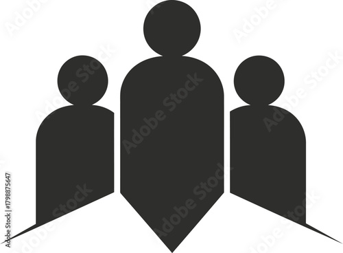 Illustration of a team of three people, showing leadership and teamwork