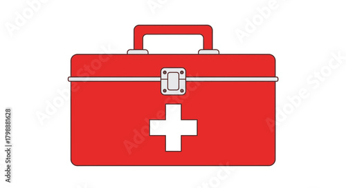 Essential red first aid kit with white cross symbol for emergency medical preparedness and safety