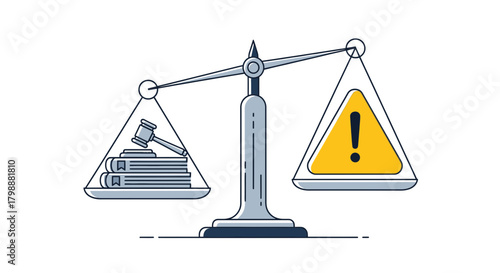 Weighing legal justice against urgent warnings, symbolizing critical decisions and potential risks in jurisprudence and compliance matters.