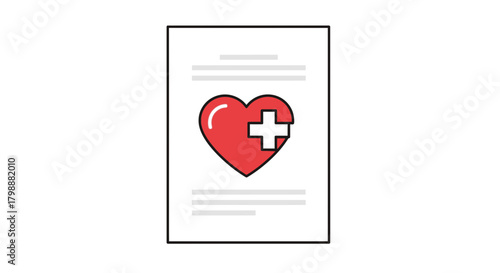 Professional heart health record with medical cross symbol for patient care and wellness documentation