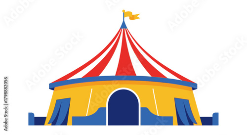 Vibrant circus tent with red and white stripes beckons for festive fun and thrilling entertainment under its iconic canvas canopy