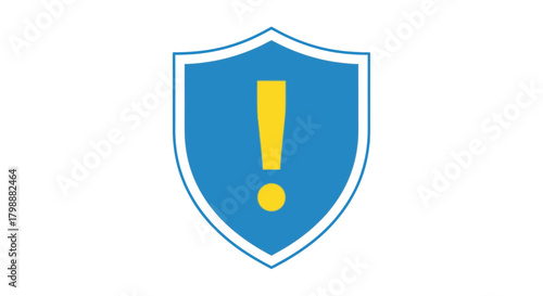 Warning alert icon on shield symbolizing security alert critical notification system protection caution safety warning