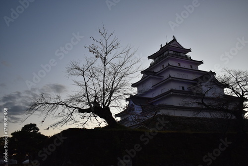 鶴ヶ城の風景　ライトアップ