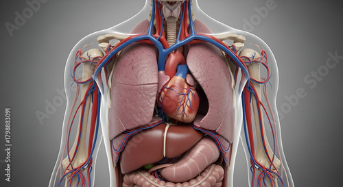 Human Anatomy Illustration of Internal Organs Medical Study