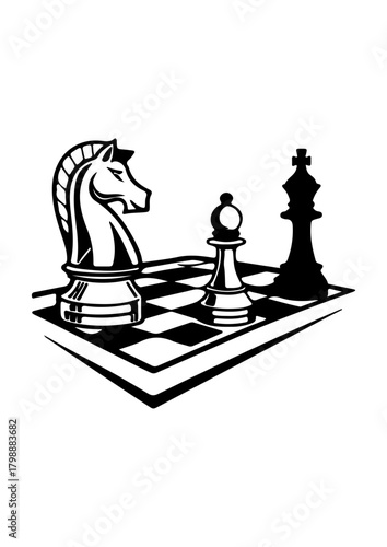 Chess Board and Pieces Illustration