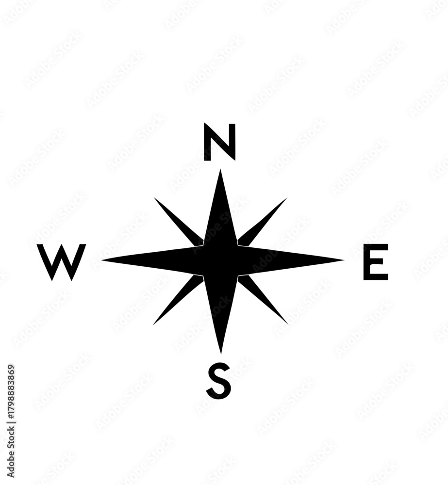Fototapeta premium Simple Compass Rose with Cardinal Directions