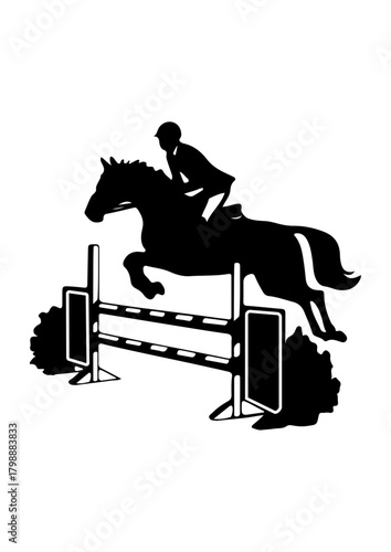 Horse and Rider Jumping Obstacle Silhouette