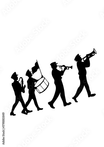Marching Band Members Silhouette