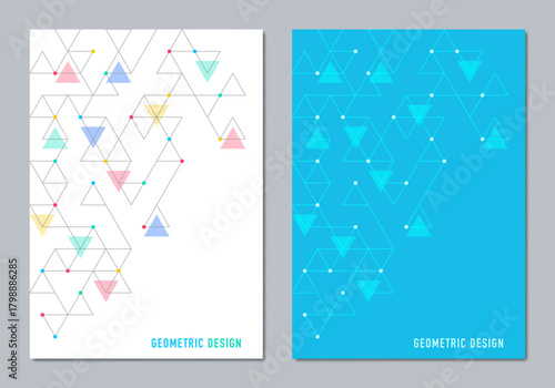 Abstract covers and brochures with geometric backgrounds of polygon shape patterns
