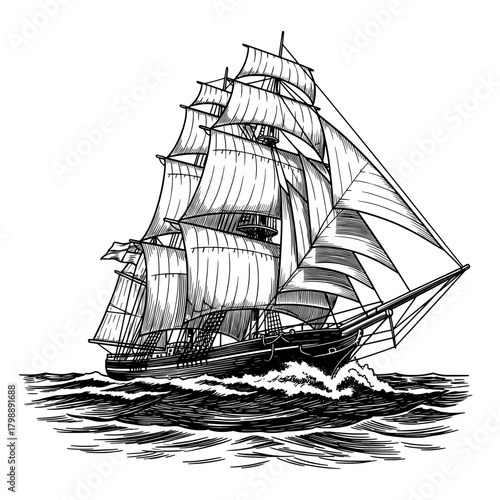 sailing ship isolated on white