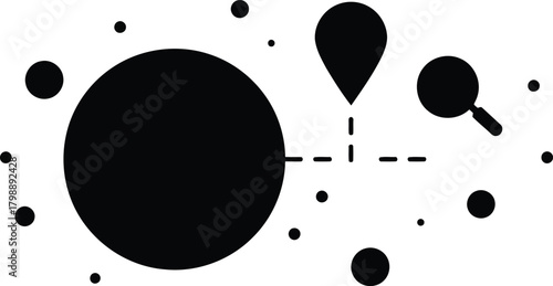 Abstract geometric planets orbiting cosmic system vector