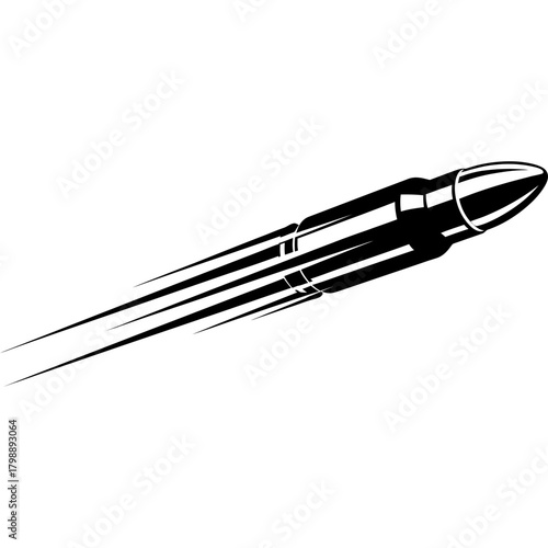 Dynamic bullet swiftly streaks forward, conveying speed, power, and modern precision