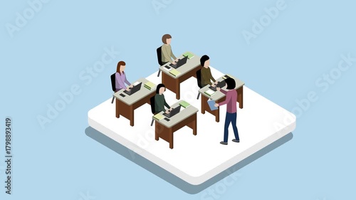 Isometric Businesswomen Meeting Animation Video 4K suitable for your project needs
