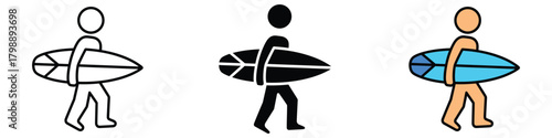 Surfer icon vector. beach lifestyle and summer sports symbol. vector illustration.