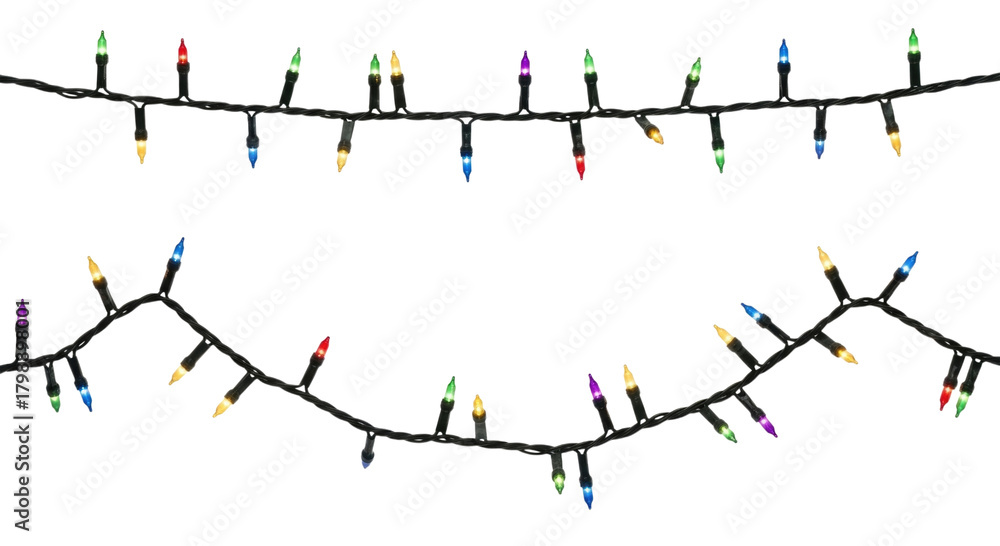 Fototapeta premium String of christmas lights transparent background cutout png