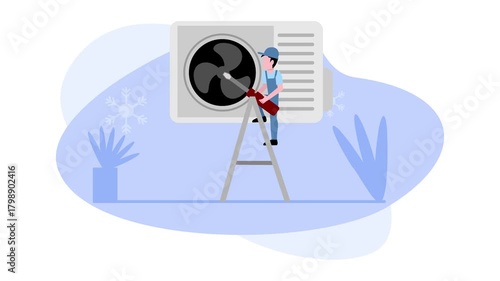HVAC Technician Service Animation Video 4K suitable for your project needs