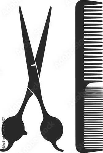 Professional barber scissors and comb hair cutting styling tool vector