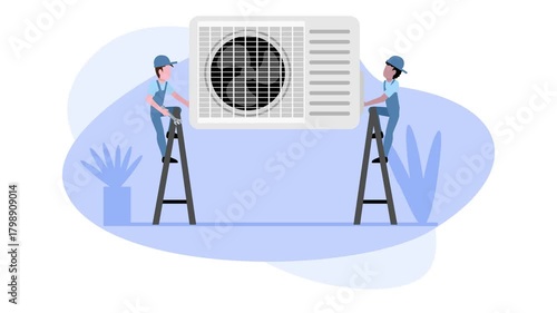 HVAC Technician Service Animation Video 4K suitable for your project needs