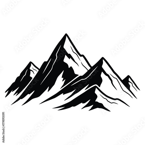 Vector illustration of black silhouette of mountain peaks