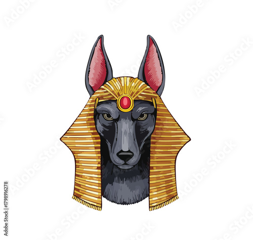 Majestic Anubis illustration, perfect for history projects, gaming designs, or adding an ancient Egyptian flair, originally a scalable vector graphic